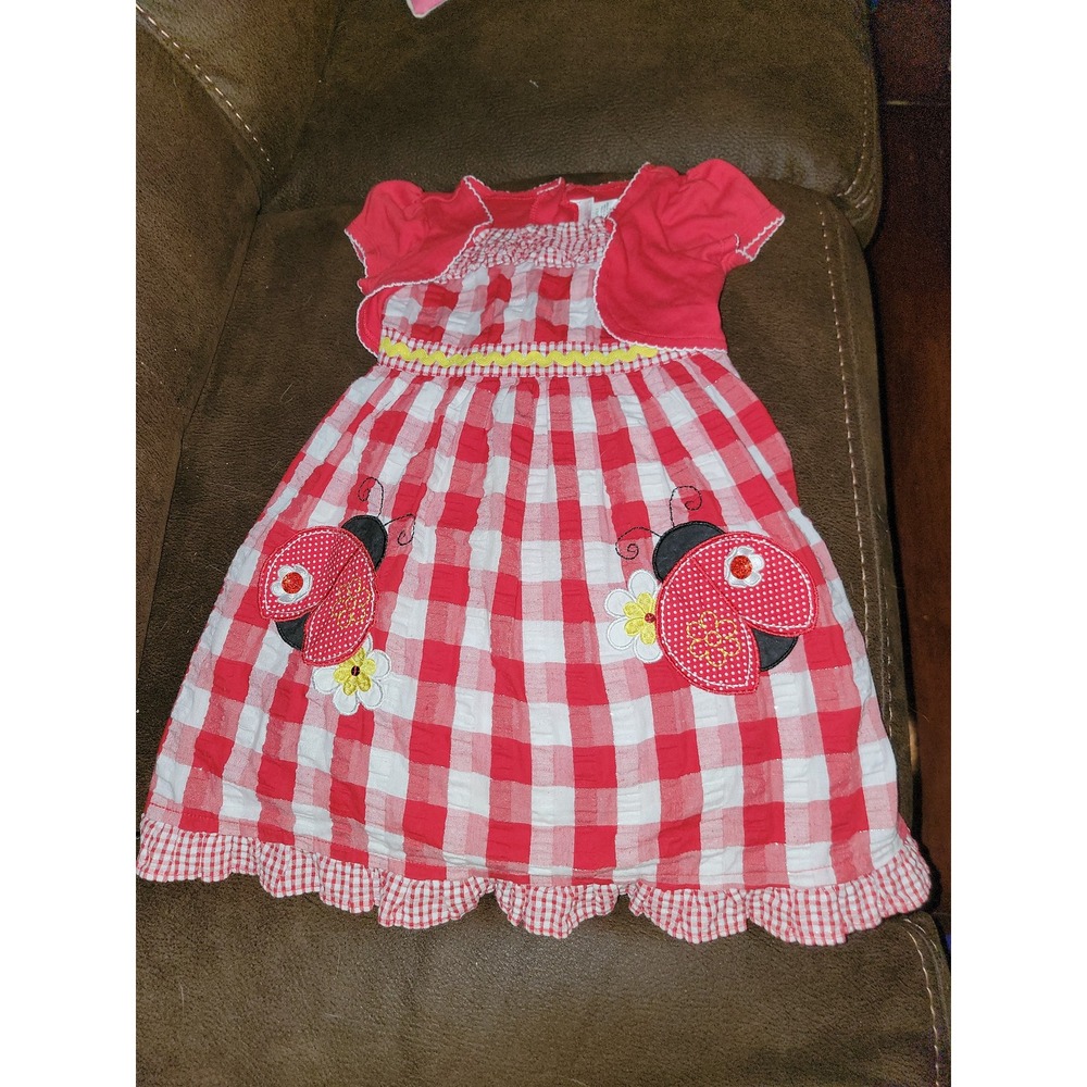Youngland ladybug red plaid dress size 5